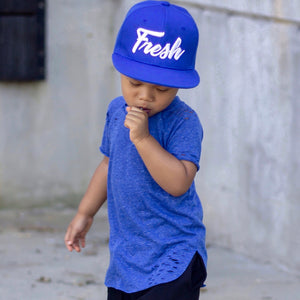 Toddler blue distressed tee, Royal Blue Kids Distressed Tee, The Little Ham
